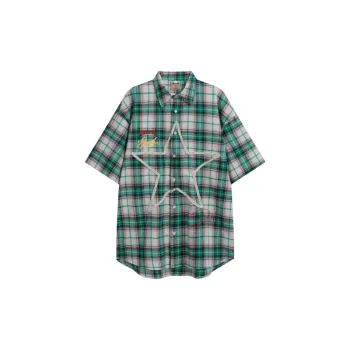 High Street Star Embroidered Plaid Short sleeved Shirt