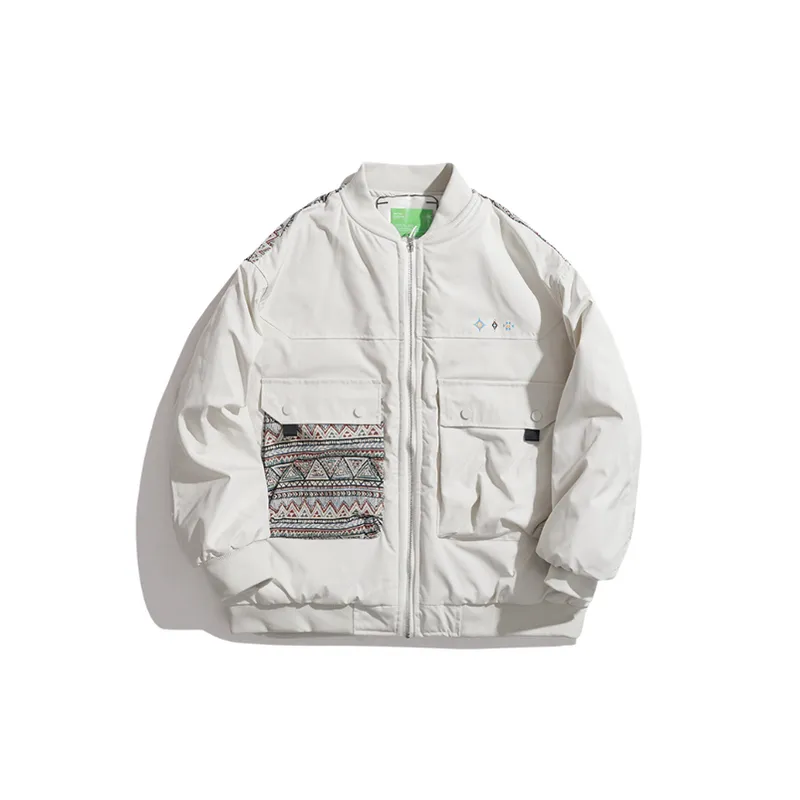 Ethnic Style Patchwork Baseball Jacket-0