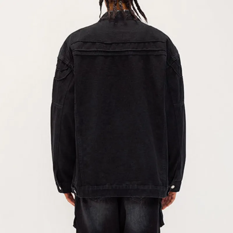 Washed Distress Denim Jacket-8