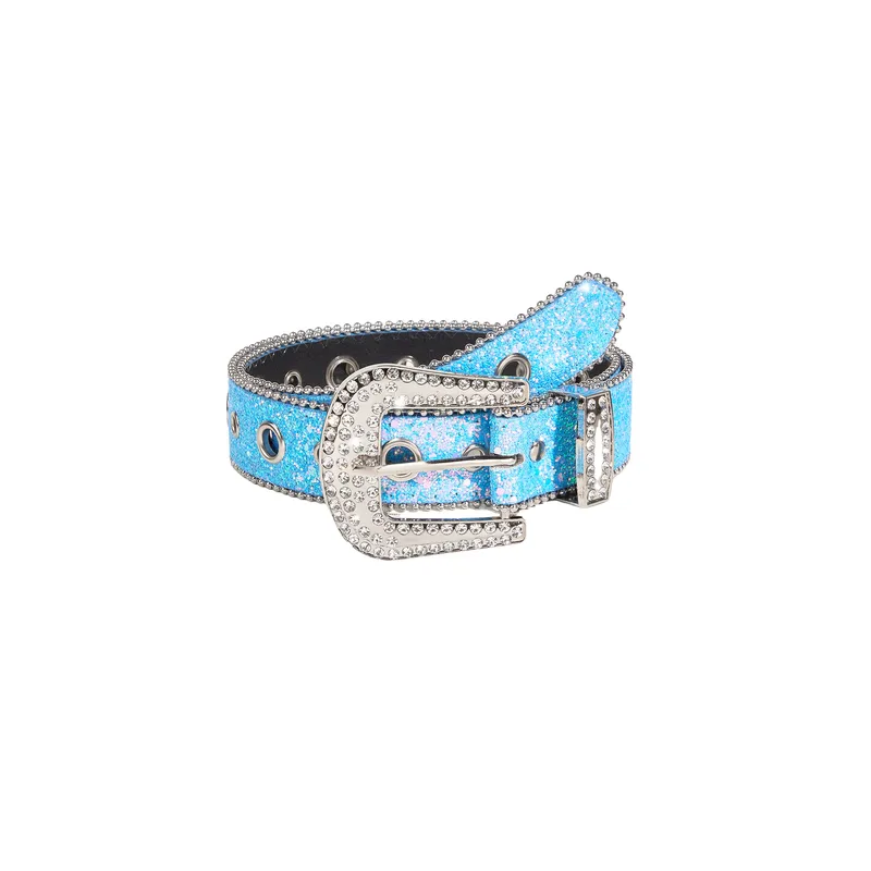 Fashionable Rhinestone Leather Belt-1