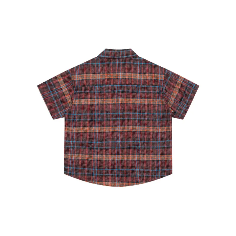 Loose Plaid Short Sleeved Trendy Shirt-5
