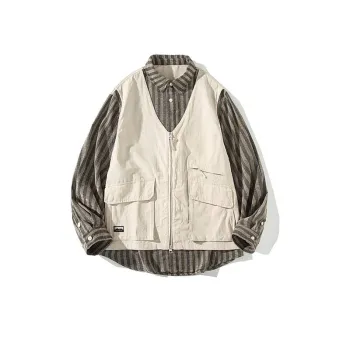 Striped Fake Two Piece Work Shirt