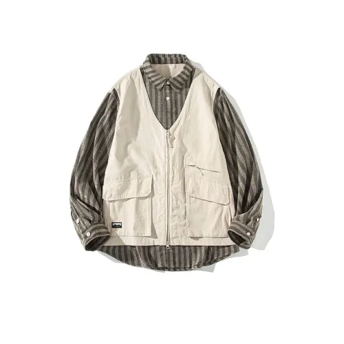 Striped Fake Two Piece Work Shirt