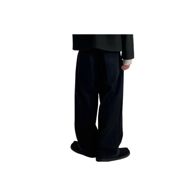 Simple Loose Cotton Suit Trousers-1