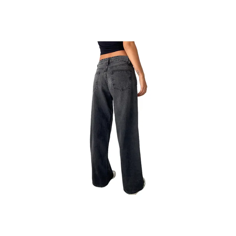 Washed Straight Leg Jeans Women-8