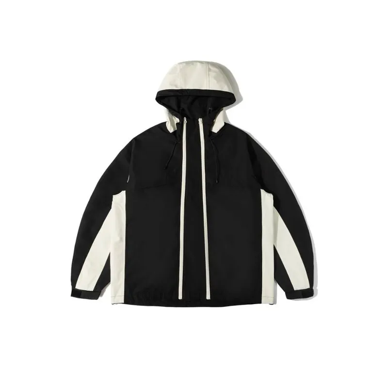 Windproof Stitching Contrast Color Hooded Jacket-8