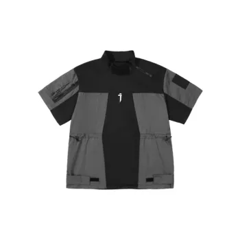 Splicing Work Short Sleeve Loose Casual Color Crossing Trend T Shirt