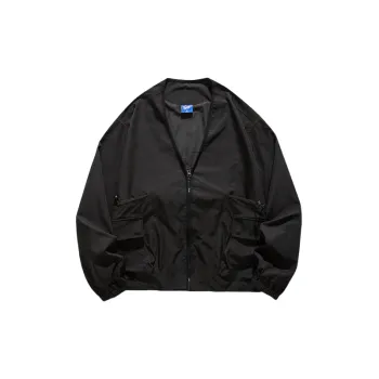 Retro Outdoor Solid Color Pocket Decorative V Neck Jacket