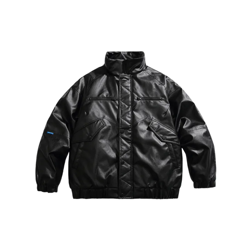 Loose Warming PU Quilted Jacket-0