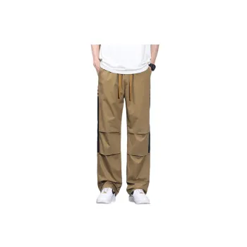 Trendy Contrast Color Loose Pure Cotton Casual Pants