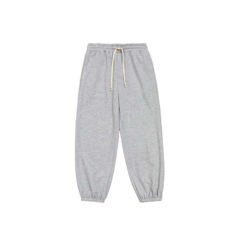 Plain Embroidery Cotton Casual Pants-8