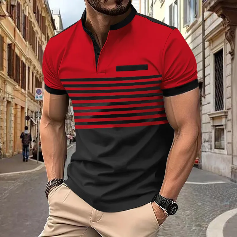 Fashionable Prin Cotton Blended Fabric Polo-5