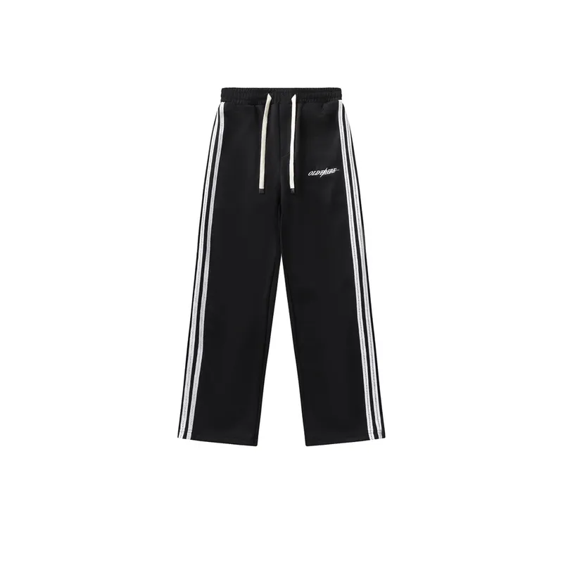 Retro American style Three bar Straight leg Pants-0