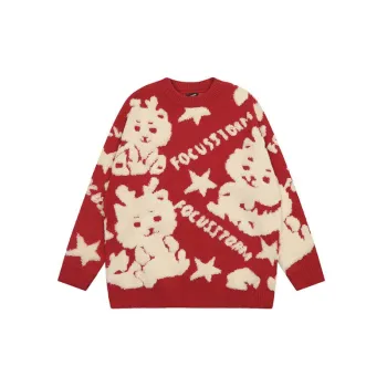 Fashion Cartoon Rabbit Star Letter Crewneck Sweater