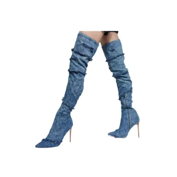 Denim Fashion Knee High Boots