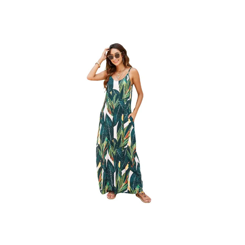 Casual Ditsy Flora Polyester Slip Dress Women-3