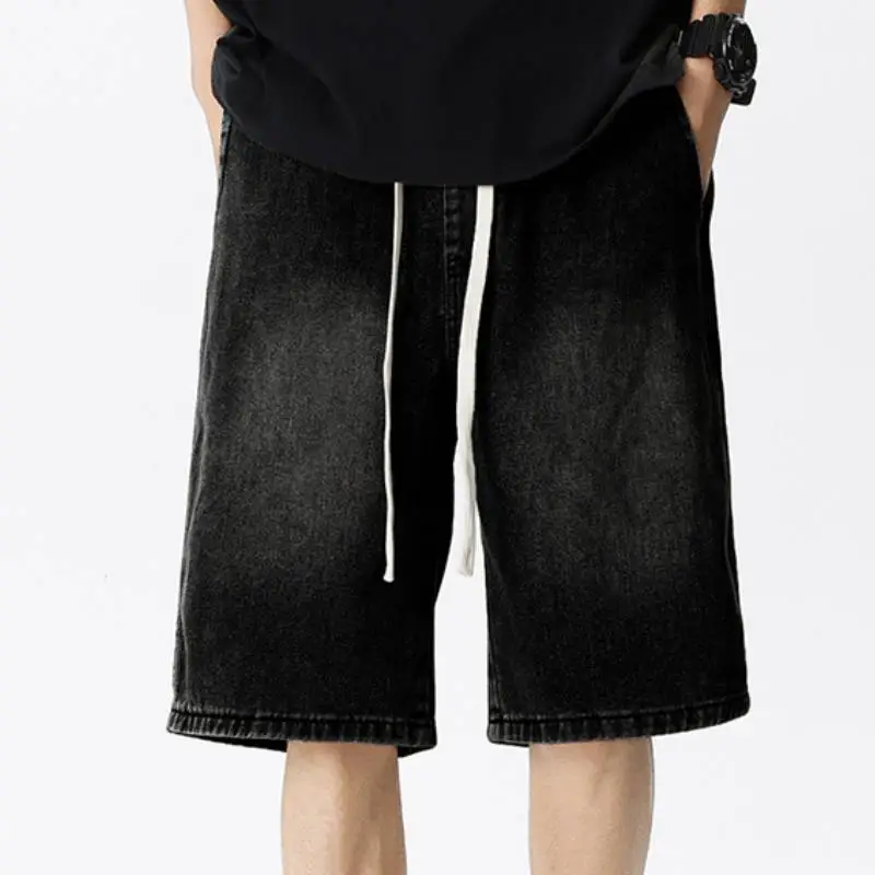 Loose Simple Baggy Denim Shorts Unisex-12