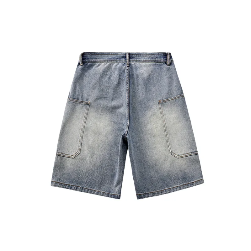 Casual Plain Denim Shorts-1