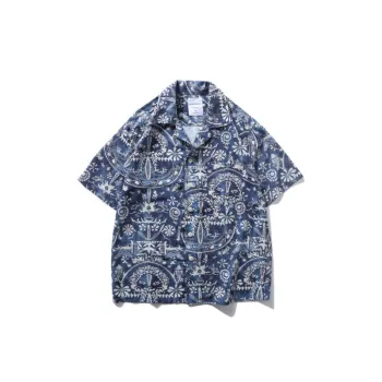 Cuban Collar Casual Printed Short sleeved Hawaiian Shirt