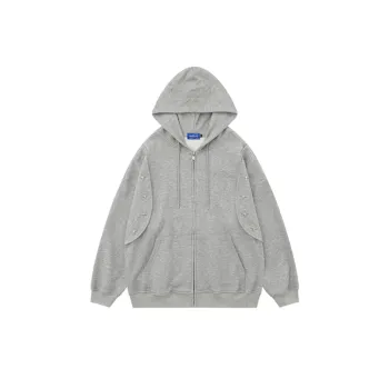 Solid Color Hooded Zipper Sweater