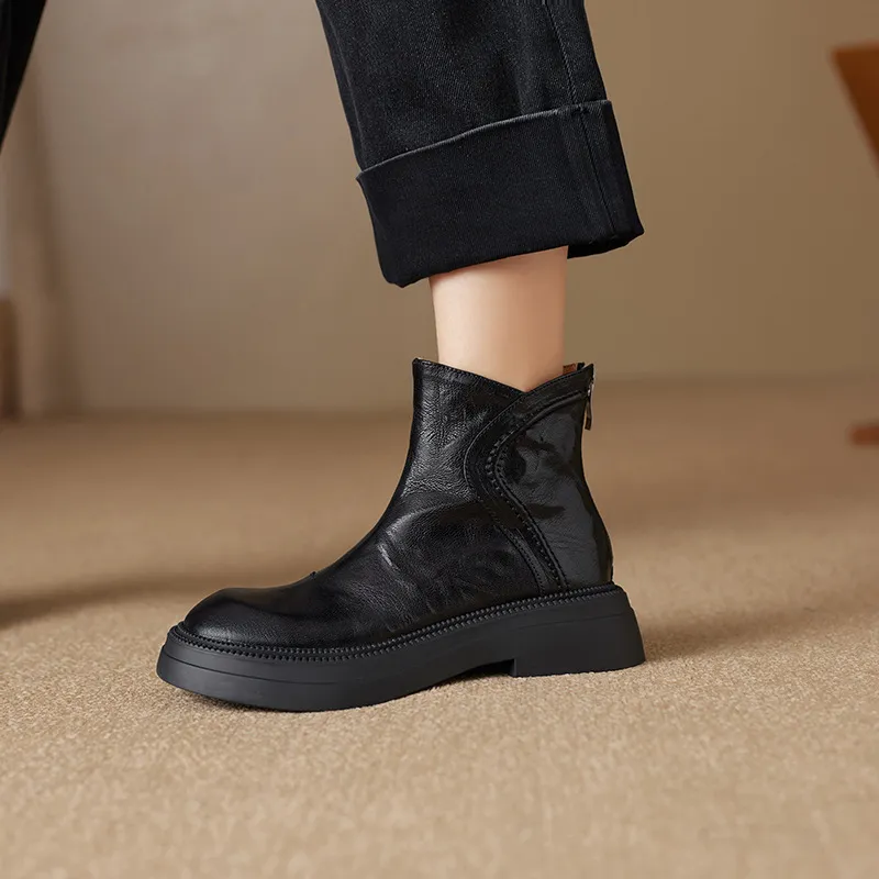 Simple Zipper Martin Boot-5