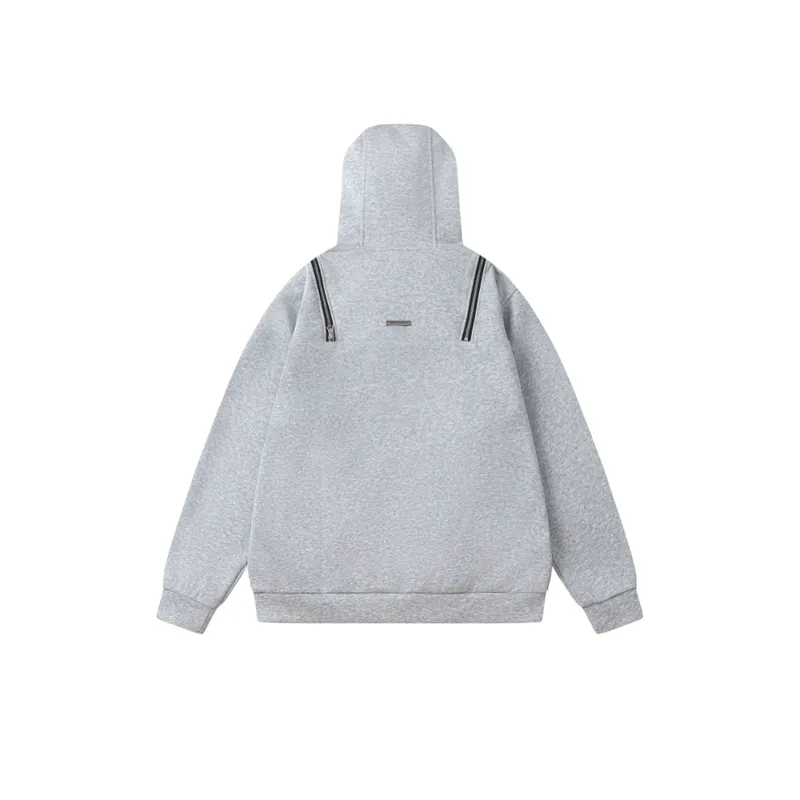 New style Retro Sweatshirt High end Solid Color Loose Multi zipper Top-1