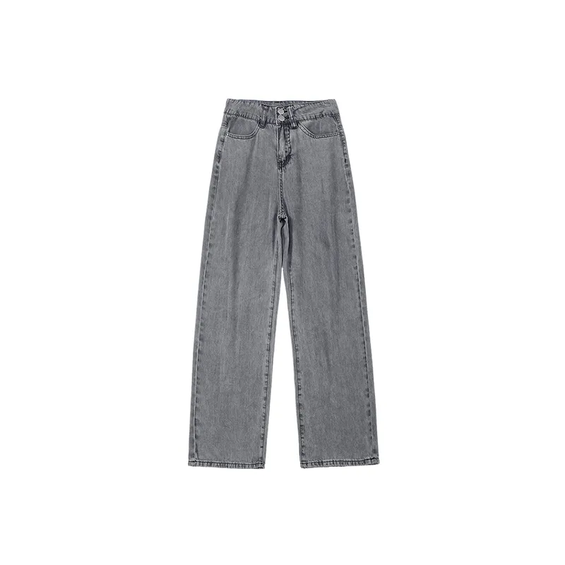 Casual Straight Leg Jeans Women-0