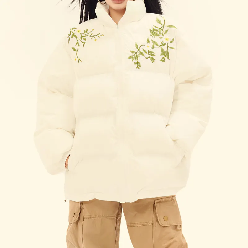 Fashionable Embroidery Polyester Quilted Jacket-6