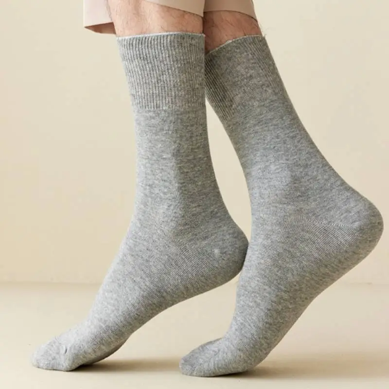 Simple Loose Cotton Mid Calf Sock-2