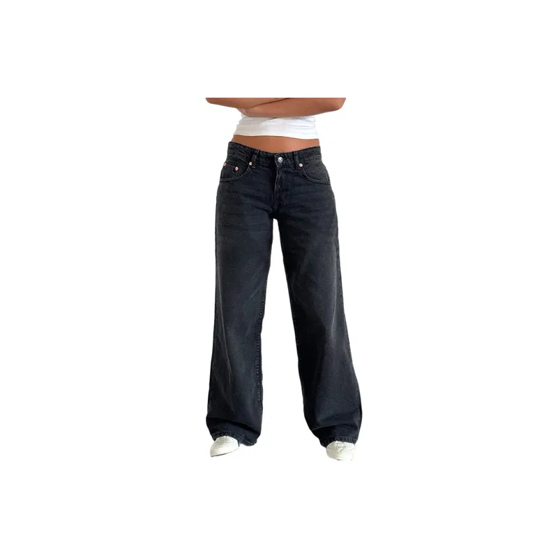 Washed Straight Leg Jeans Women-0