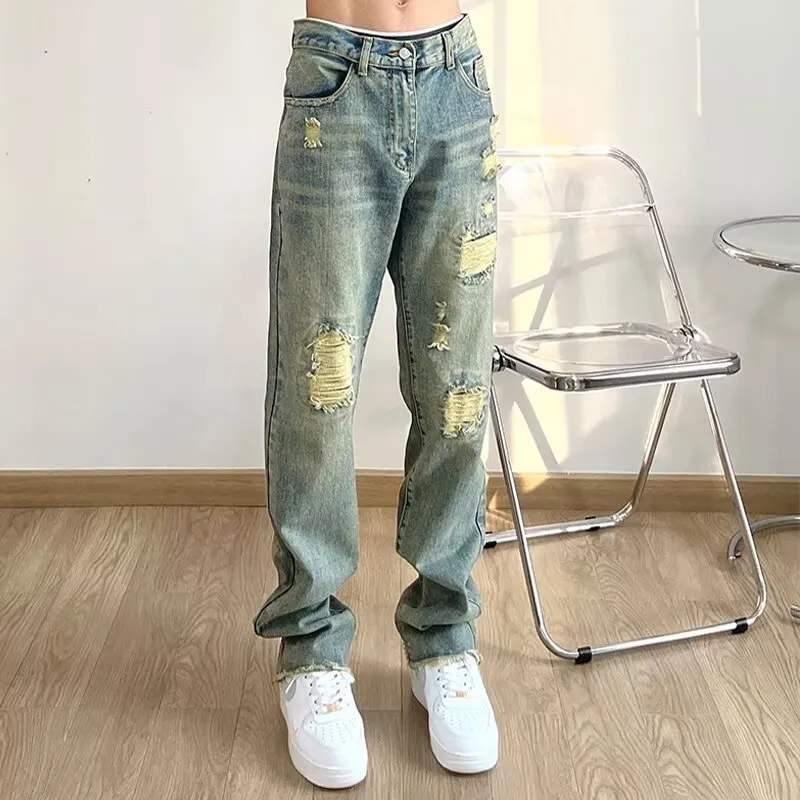 Fashionable Loose Straight Leg Jeans-1