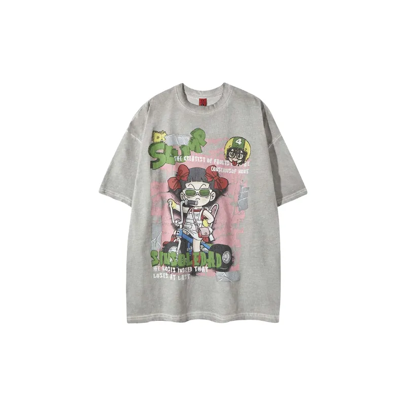 Loose Casual Cotton Blended Fabric T Shirt-0