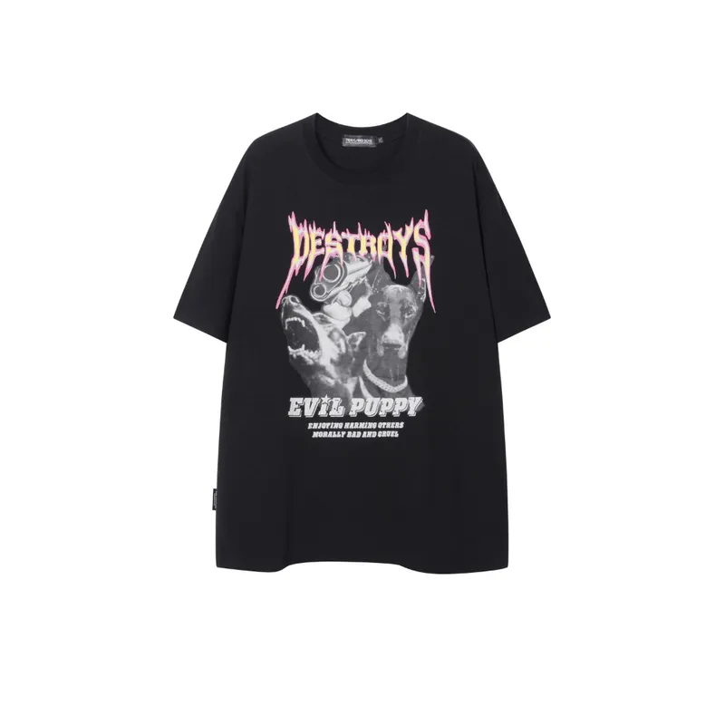 Casual Flame Letter Print T Shirt-4