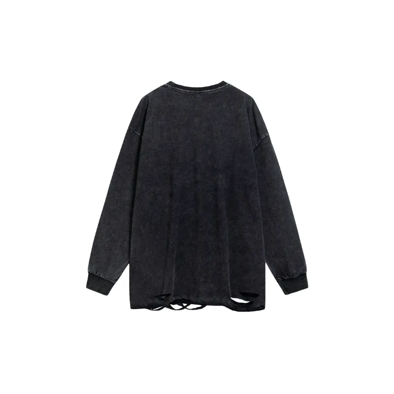 Washed Long Sleeve Straight Leg Sweatshirt-1