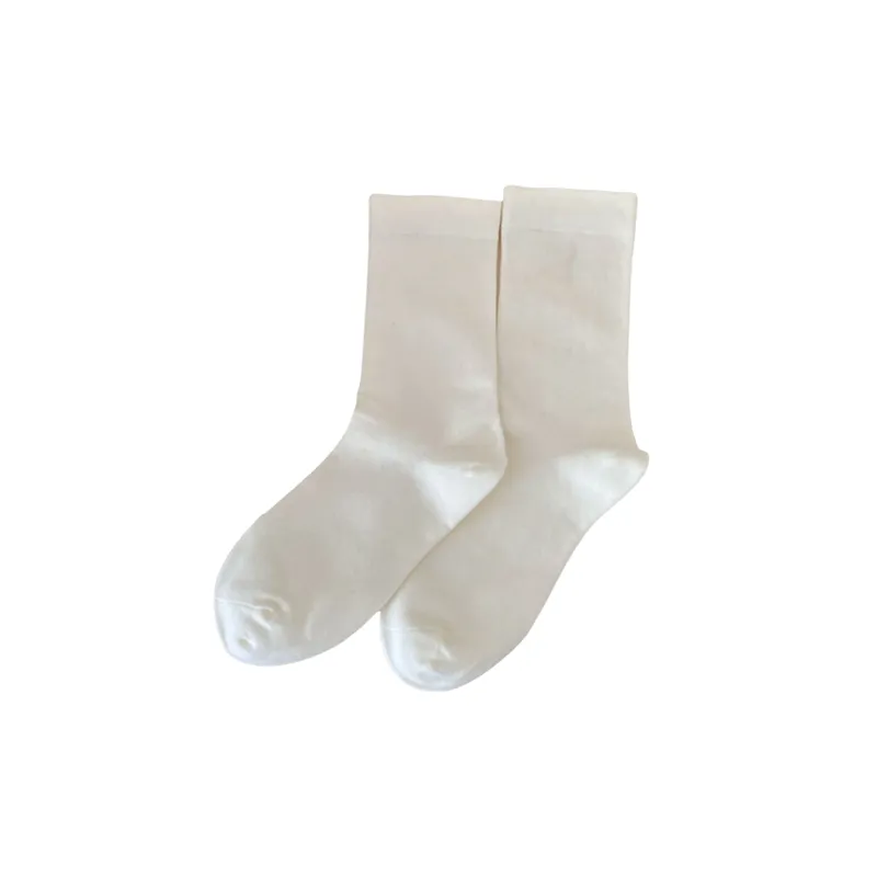 Retro Contrast Color 100% Cotton Mid Calf Sock-4