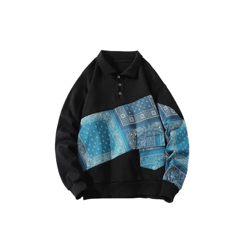 Versatile Style Stitching Casual Sweatshirt-0