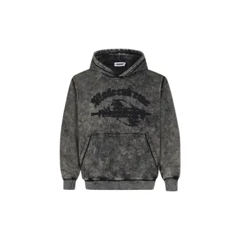 Heavy Washed Cotton Terry Retro Style Hooded Sweater Jacket