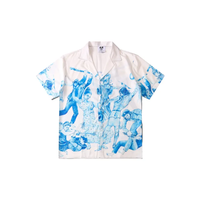Fashion Loose Casual Character Digital Printing Cardigan Short Sleeved Lapel Shirt