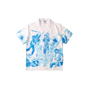Fashion Loose Casual Character Digital Printing Cardigan Short Sleeved Lapel Shirt