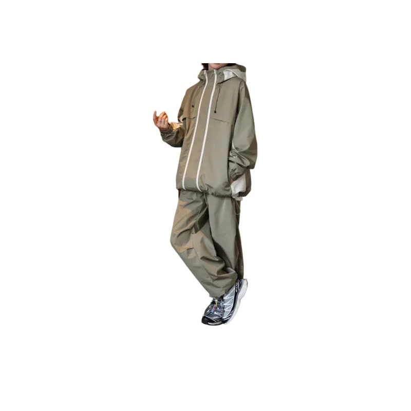 Windproof Stitching Contrast Color Hooded Jacket-6