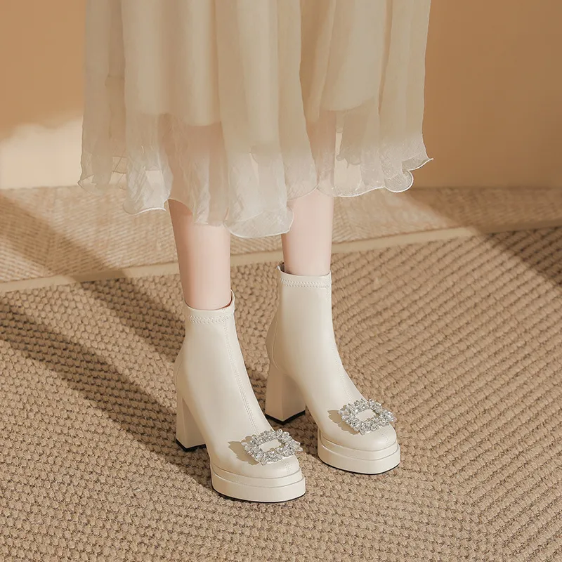 Simple Rhinestone High Heels-5
