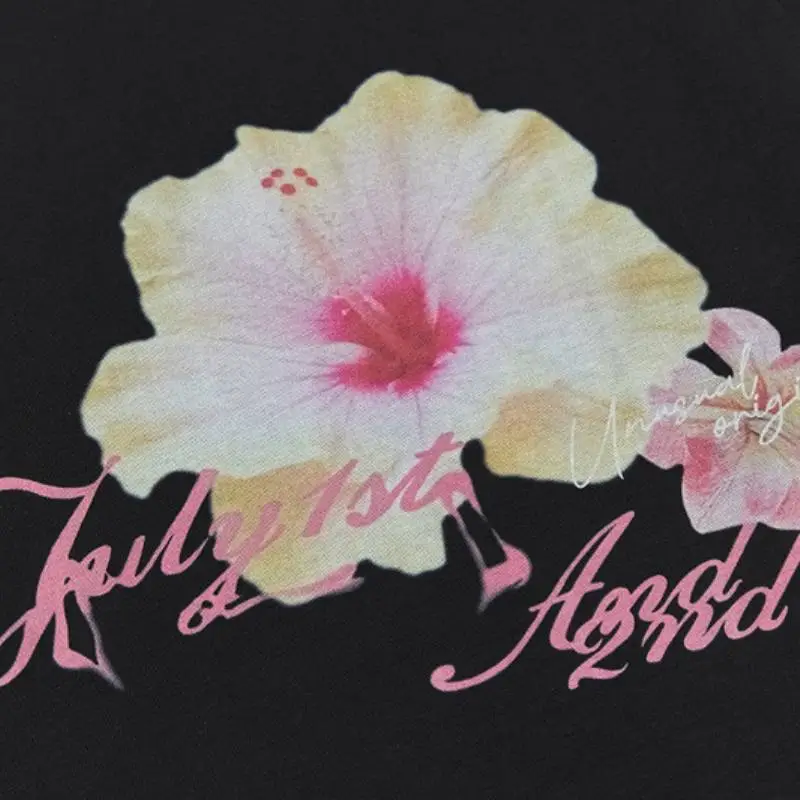 Casual Loose Flowers Cotton T Shirt-2