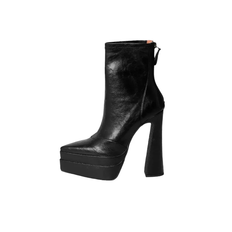 Simple Zipper Ankle Boots-0