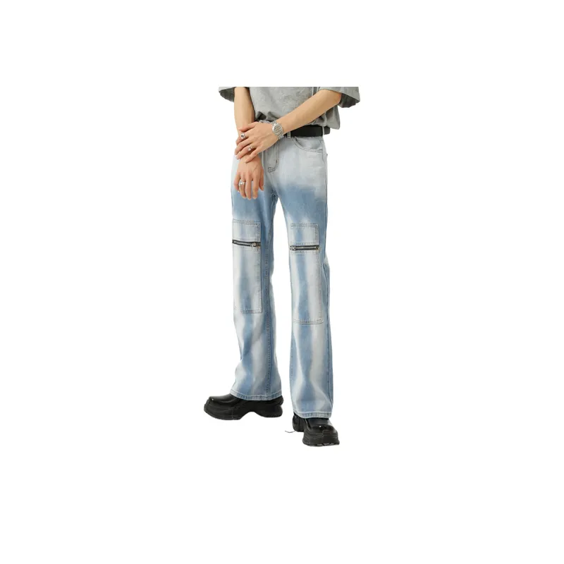 Trendy Splicing Zipper Jeans-1