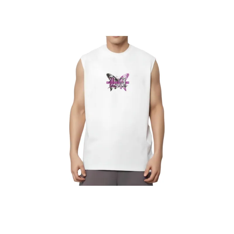 Butterfly Letter Print Sleeveless T Shirt-4