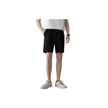 Plain Straight Leg Polyester Casual Shorts