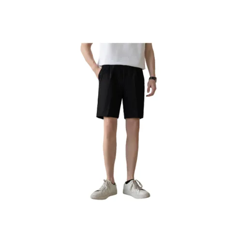 Plain Straight Leg Polyester Casual Shorts