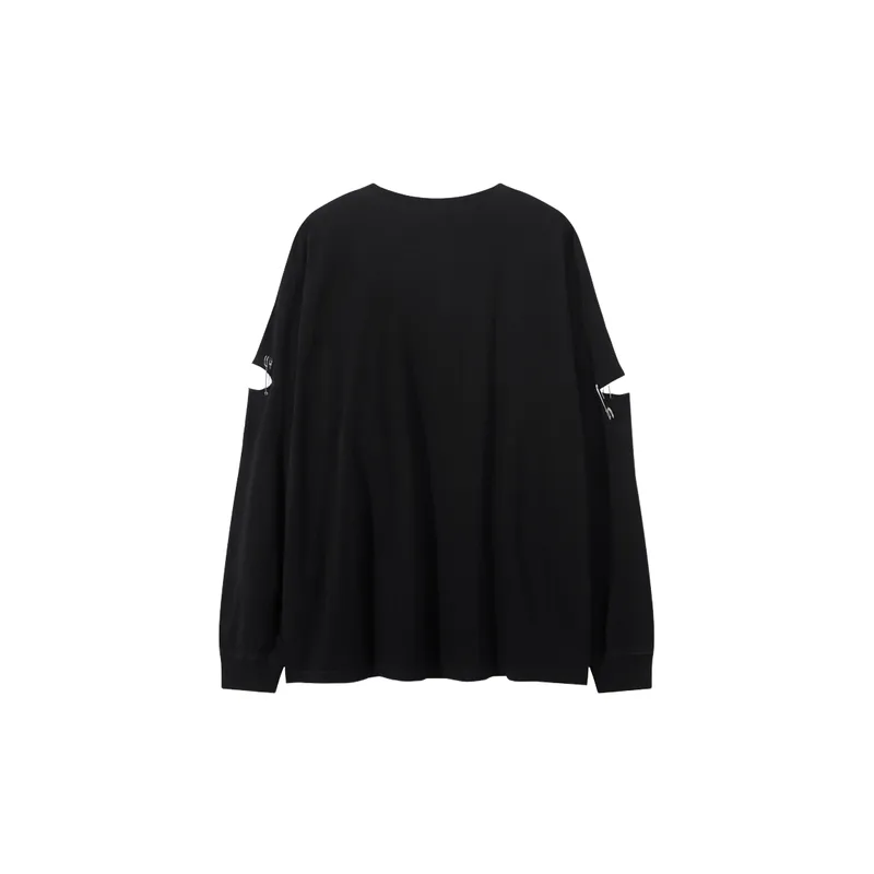 Retro High Street Ripped Long sleeved T shirt-5