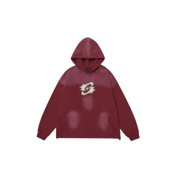 Velvet Computer Embroidered Drawstring Hem Casual Hoodie