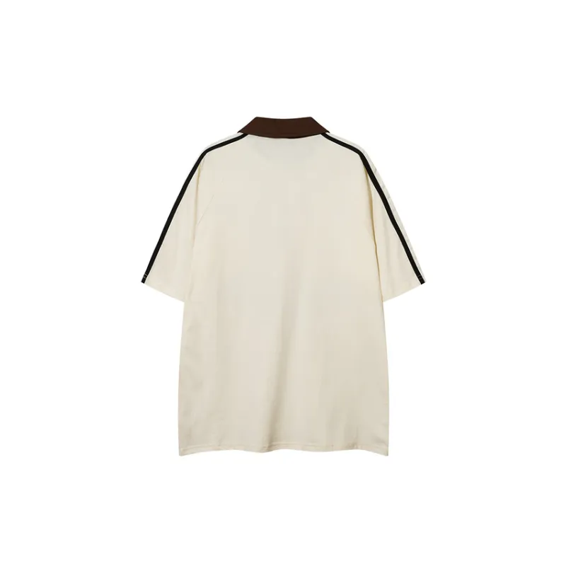 Loose Trendy Short Sleeve Polo Shirt-1